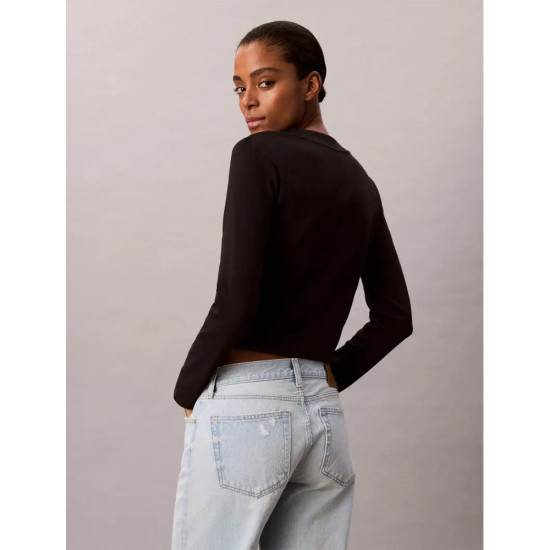 Calvin Klein Γυναικεία μακρυμάνικη μπλούζα Graphic Cropped Crew Neck T-Shirt